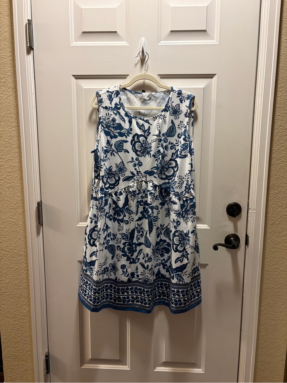 Blue Floral Sleeveless Summer Dress